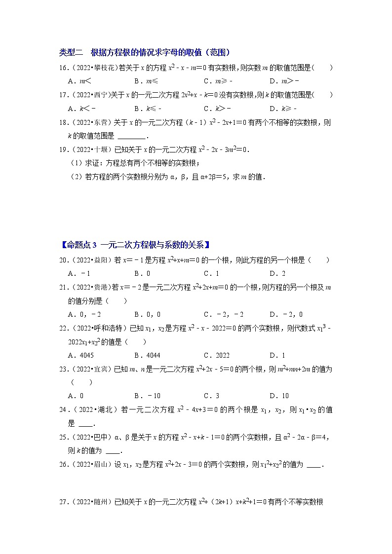 第六讲 一元二次方程及其应用（原卷版）第3页