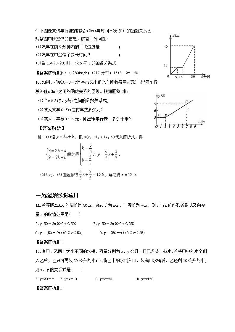 2023年人教版八年级数学下册《一次函数实际应用》分层练习(教师版)03