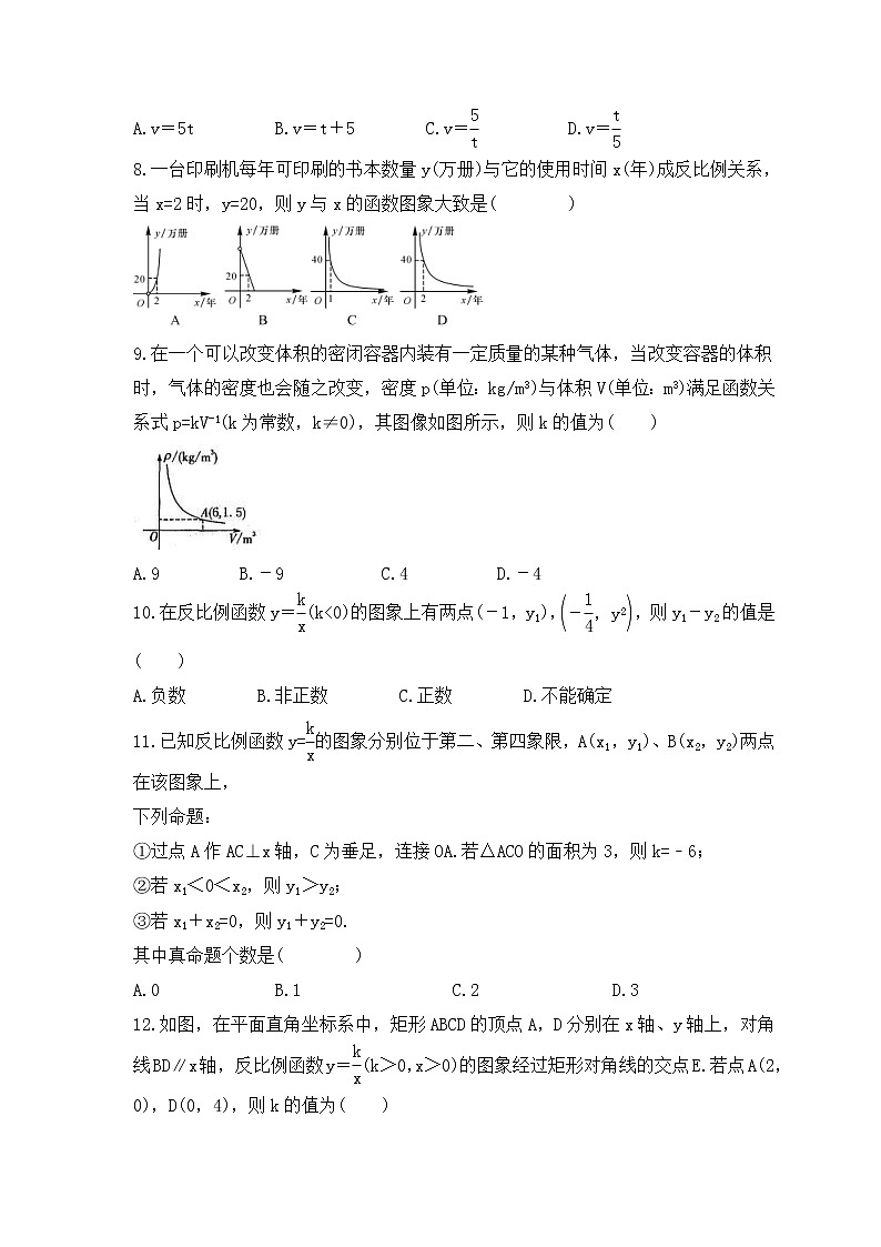 2023年苏科版数学八年级下册《反比例函数》单元质量检测(含答案)第2页