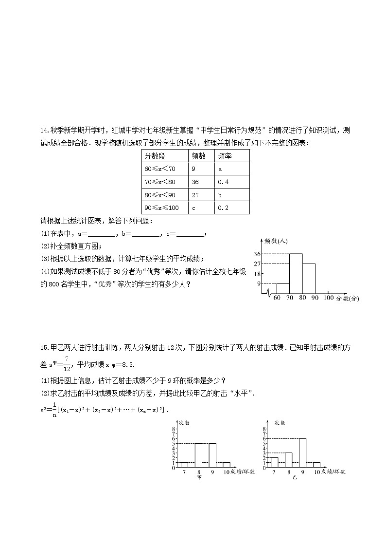 中考数学全面突破：测试六  统计与概率阶段测评 含解析答案第3页