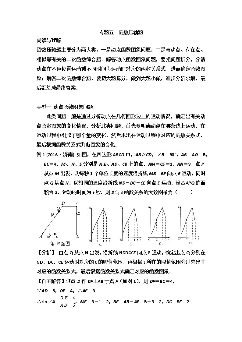 中考数学突破5讲：中考突破之第五讲　函数压轴题 含解析答案第1页
