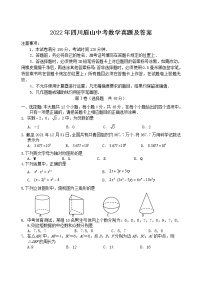 2022年四川省眉山市中考数学真题（word版，含答案）