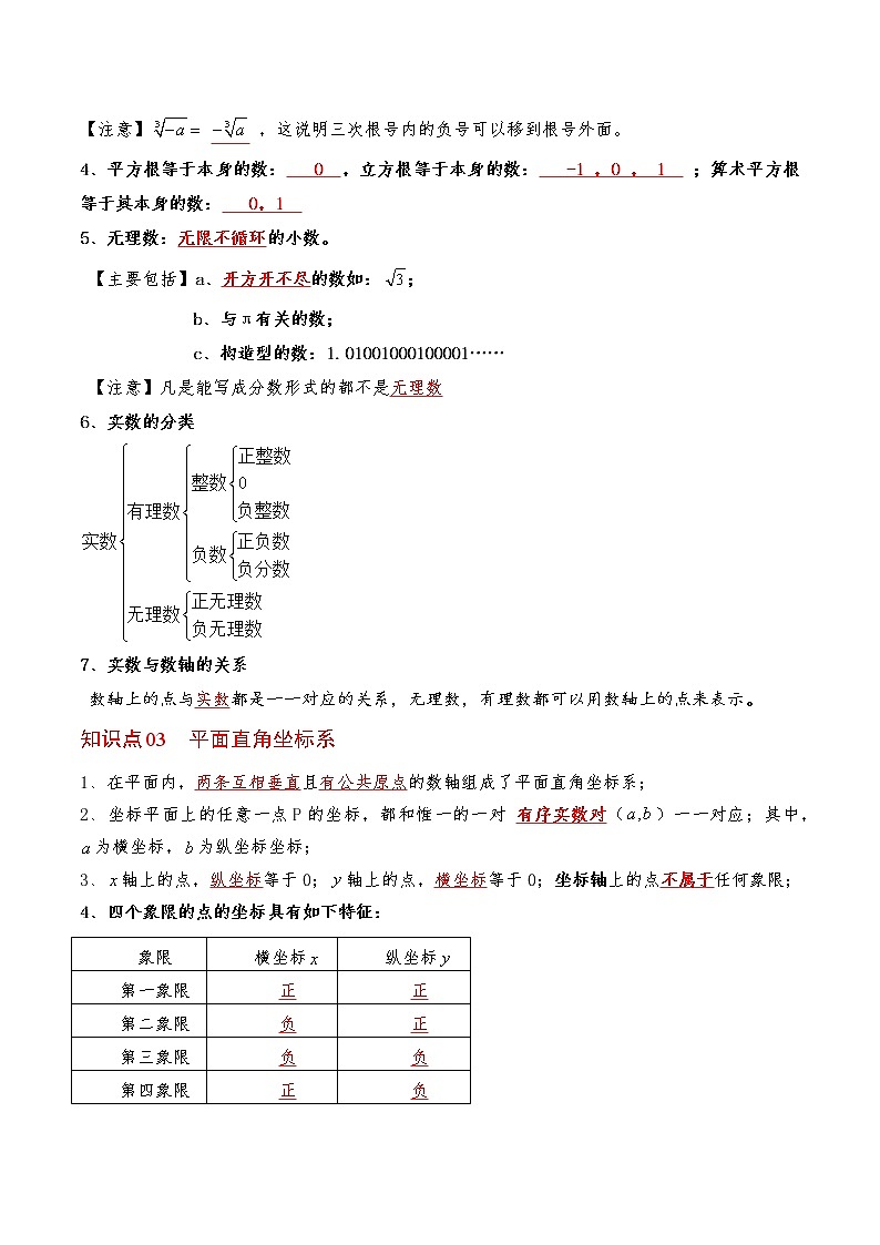 第31课  期中复习与巩固（教师版）七年级数学下册同步精品讲义（人教版）第3页
