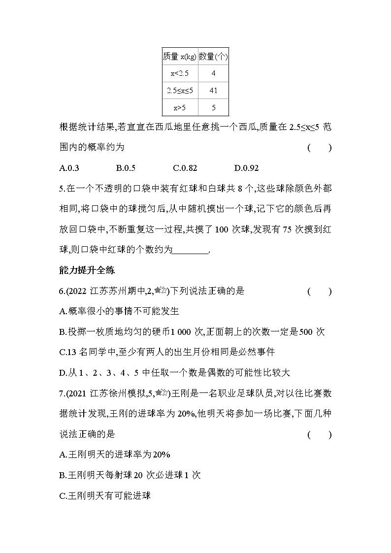 8.3 频率与概率 苏科版数学八年级下册同步练习(含解析)第2页