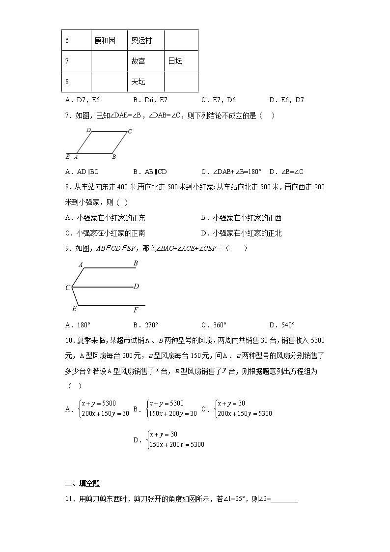 广东省江门市蓬江区2021-2022学年七年级下学期期中数学试卷-（含答案）第2页