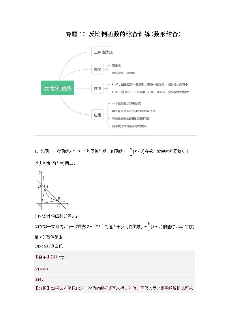 中考数学二轮复习培优专题10 反比例函数的综合训练(数形结合)（教师版）第1页