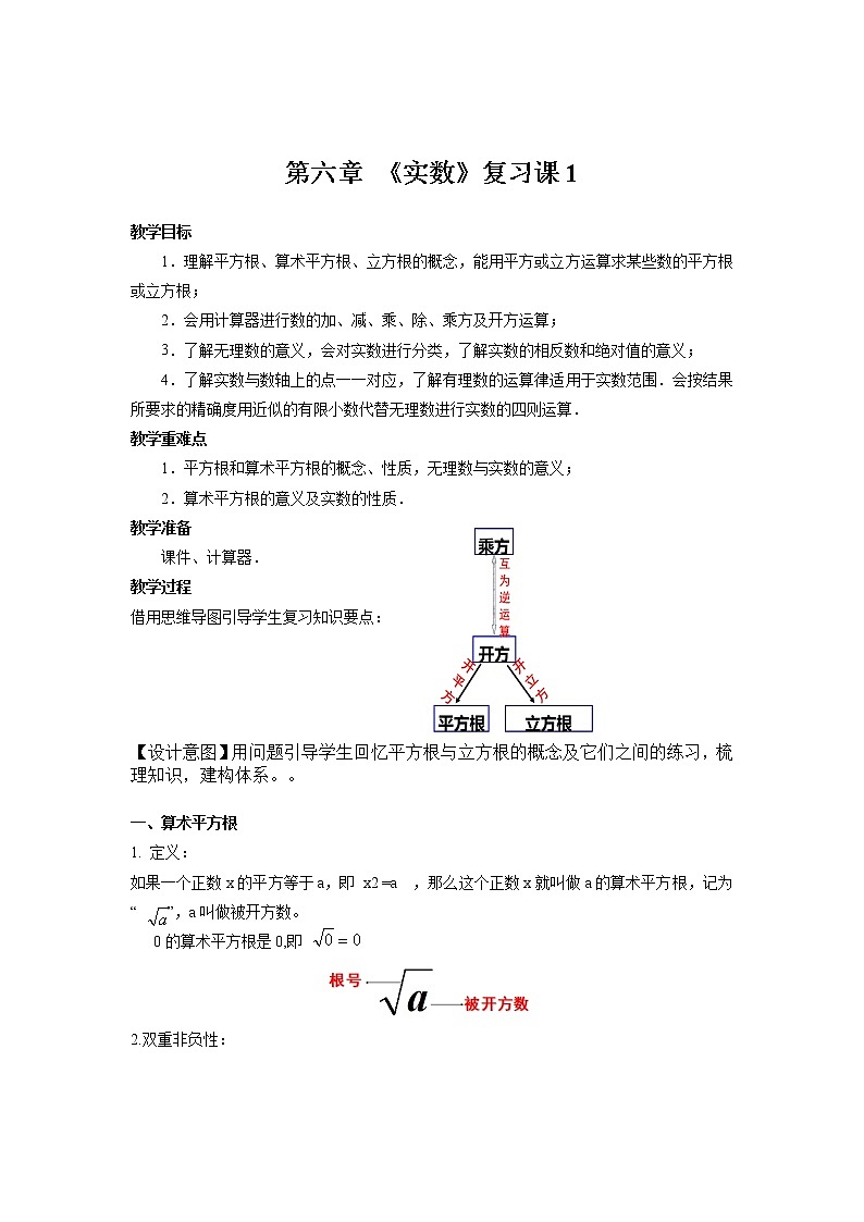 第6章《实数》复习课1-人教版数学七年级下册教案第1页