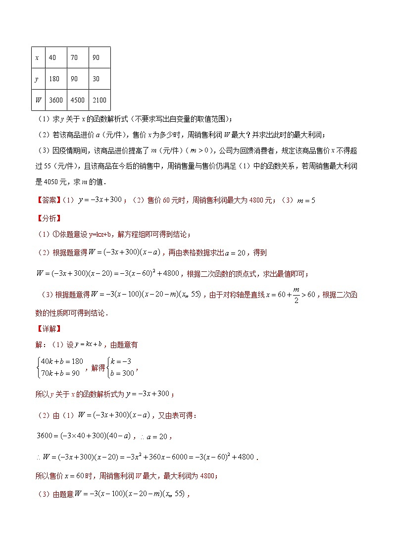北师大版数学九下课后专项训练 专训2.4.2 二次函数应用-营销问题 （含答案解析）第3页