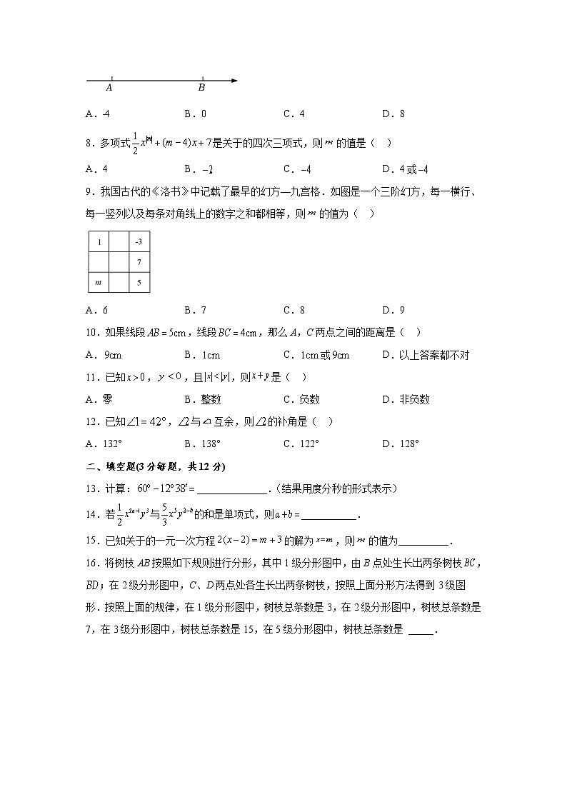 四川省泸县第一中学2022-2023学年七年级上学期期末教学质量模拟检测数学试卷(含答案)第2页