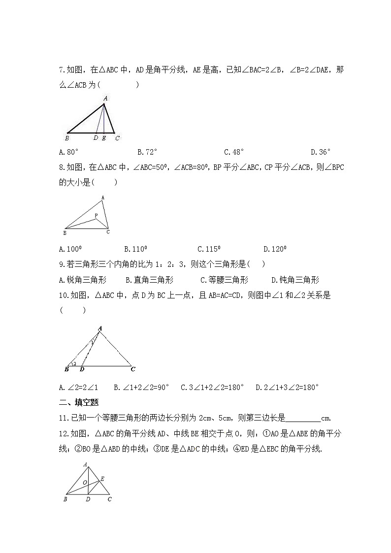 2023年中考数学一轮复习《三角形》基础巩固练习(含答案)第2页