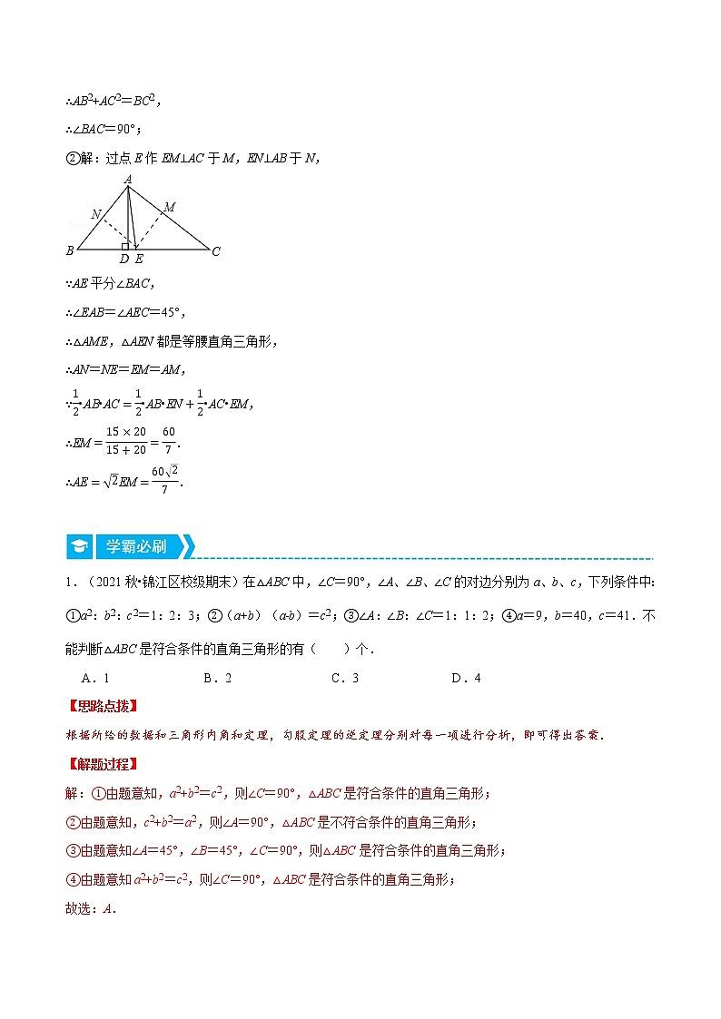 专题17.3 勾股定理的逆定理（重点题专项讲练）（人教版）（解析版）第2页