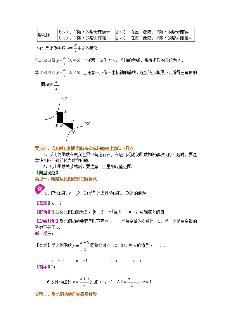 人教版数学九年级下册反比例函数全章复习与巩固 知识讲解 (含答案)03