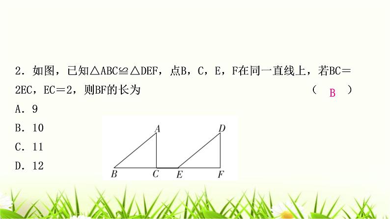 中考数学复习方法技巧突破(四)全等三角形之六大模型作业课件第3页