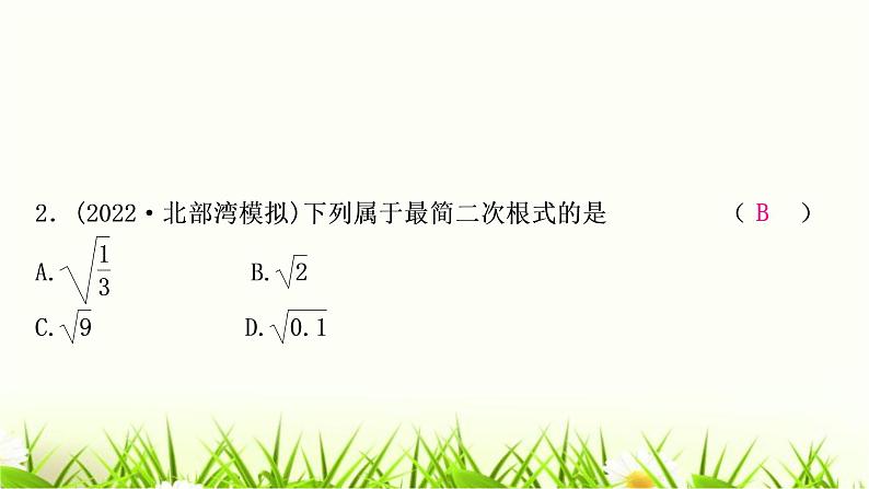 中考数学复习第一章数与式第二节数的开方与二次根式作业课件第3页