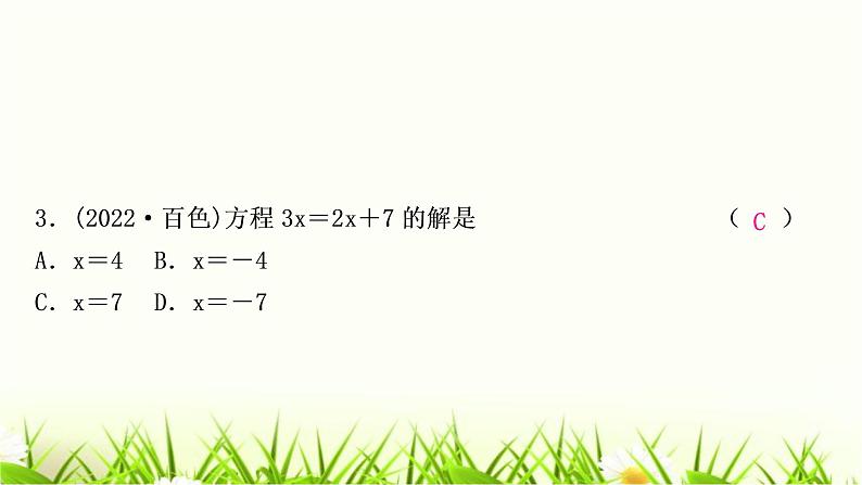 中考数学复习第二章方程(组)与不等式(组)第一节一次方程(组)及其应用作业课件04