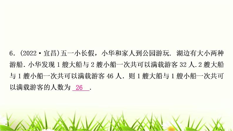 中考数学复习第二章方程(组)与不等式(组)第一节一次方程(组)及其应用作业课件06