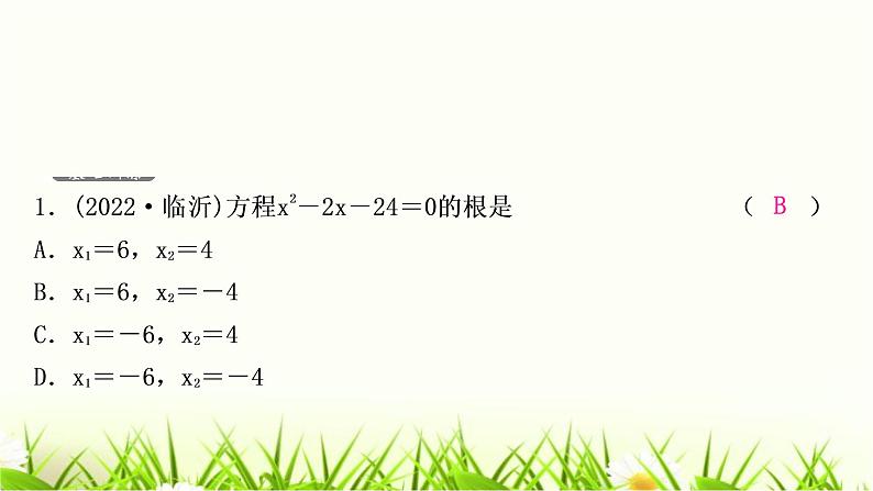 中考数学复习第二章方程(组)与不等式(组)第二节一元二次方程及其应用作业课件02