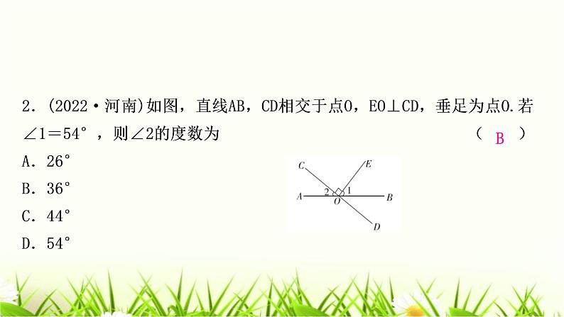 中考数学复习第四章三角形第一节几何初步及相交线与平行线作业课件02