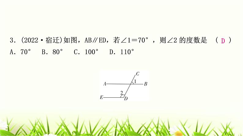 中考数学复习第四章三角形第一节几何初步及相交线与平行线作业课件03