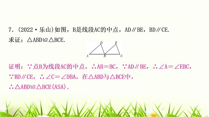 中考数学复习第四章三角形第四节全等三角形作业课件第8页