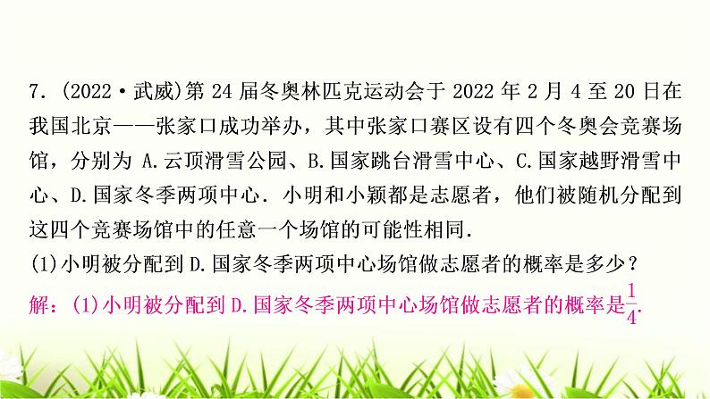 中考数学复习第八章统计与概率第二节概率作业课件08