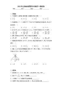 2023年上海市奉贤区中考数学一模试卷（含详细答案）