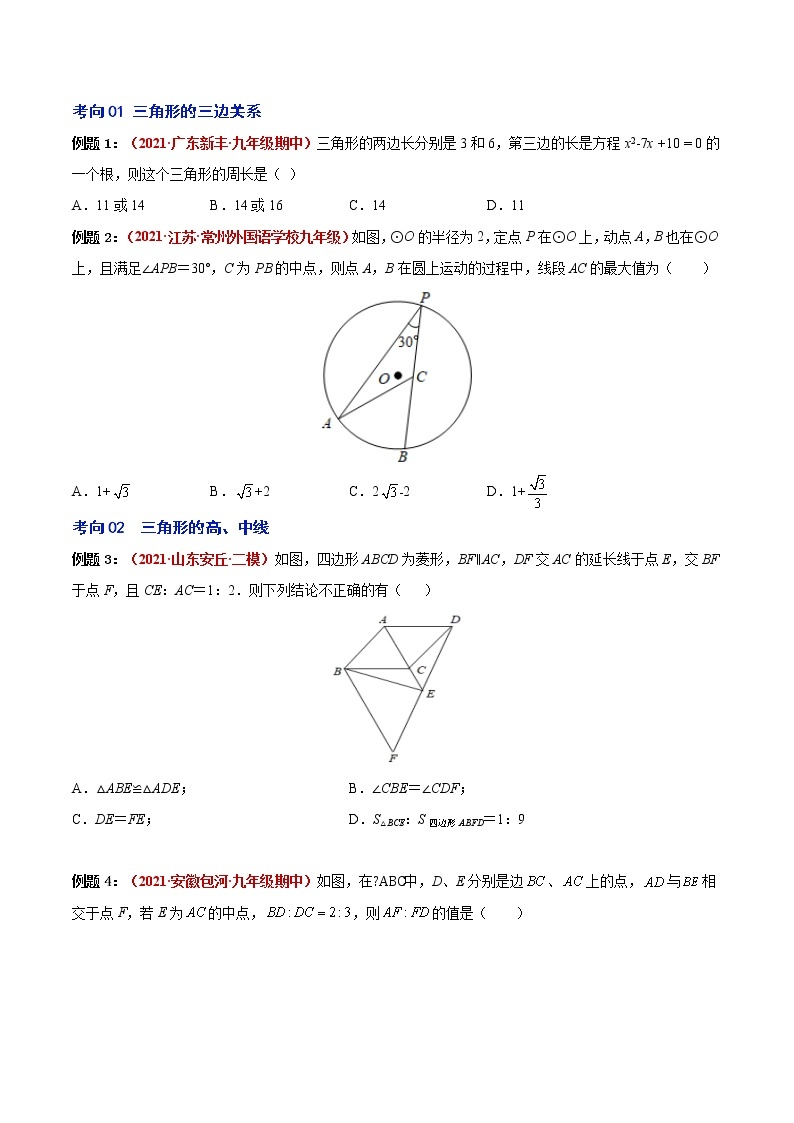 2023年中考数学大复习（知识点·易错点·题型训练·压轴题组）第10讲  三角形与全等三角形02