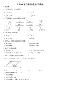 河北省石家庄市2023年七年级下学期期中数学试题【含答案】