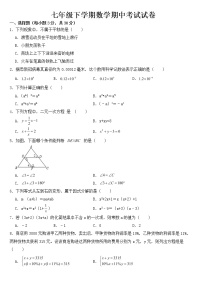 浙江省宁波市北仑区2023年七年级下学期数学期中试卷【含答案】