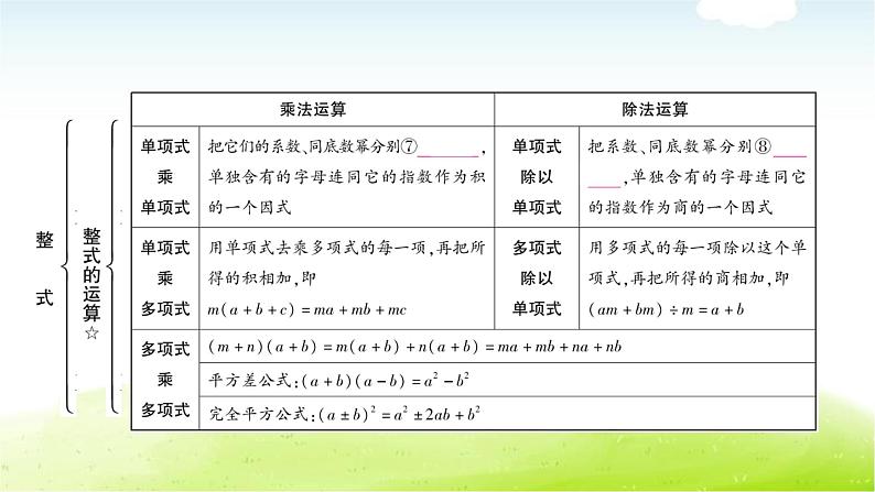 中考数学复习第三节代数式、整式与因式分解教学课件07