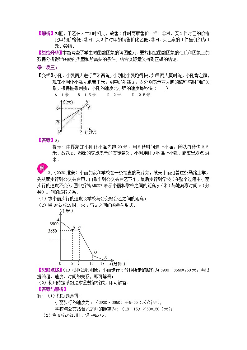 人教版数学八年级下册：一次函数的应用（基础）知识讲解 (含答案)第2页