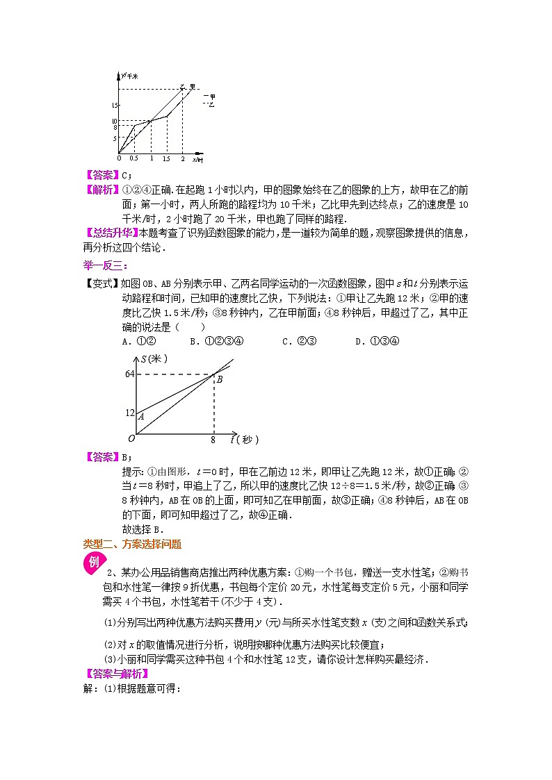 人教版数学八年级下册：一次函数的应用（提高）知识讲解 (含答案)第2页