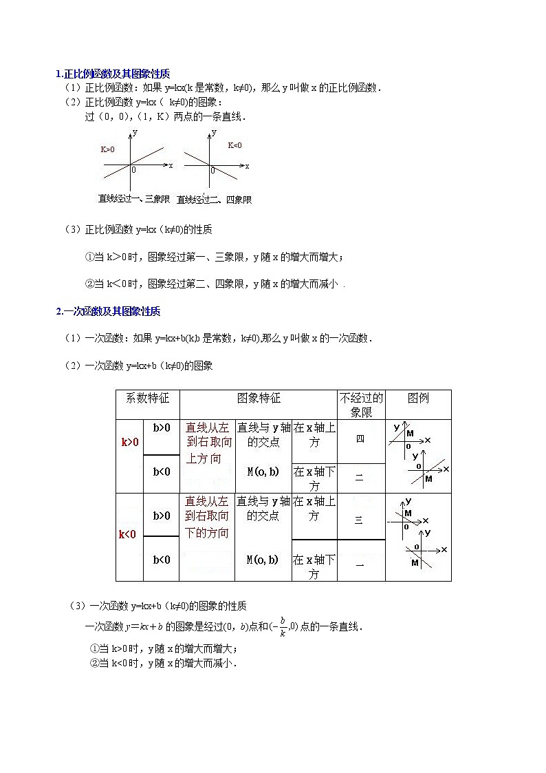 2023年中考总复习15：平面直角坐标系与一次函数、反比例函数--知识讲解（基础）第3页