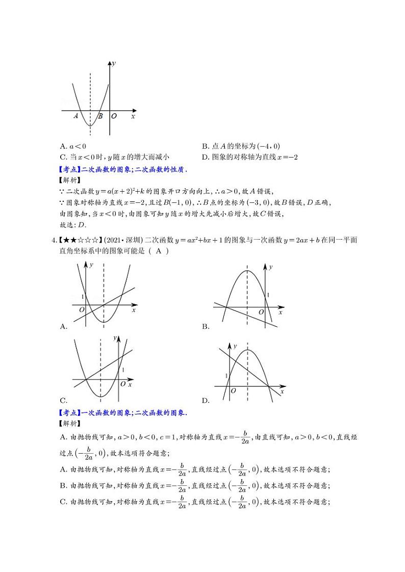 2021年全国中考数学真题 二次函数分类汇编03