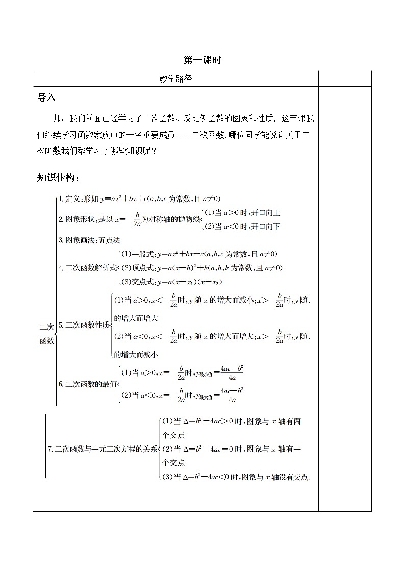 第3讲《二次函数》第1课时（教案）2023年人教版中考数学一轮复习第2页