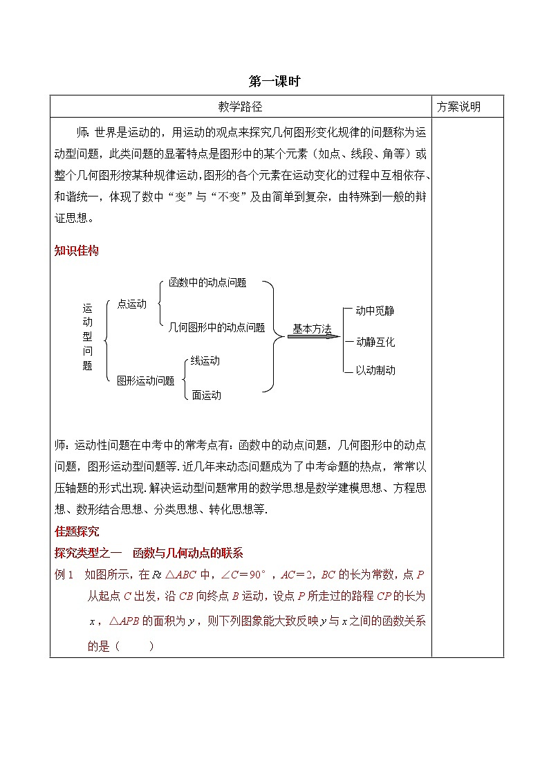 第14讲《运动型问题（一）》第1课时（教案）2023年人教版中考数学一轮复习第2页