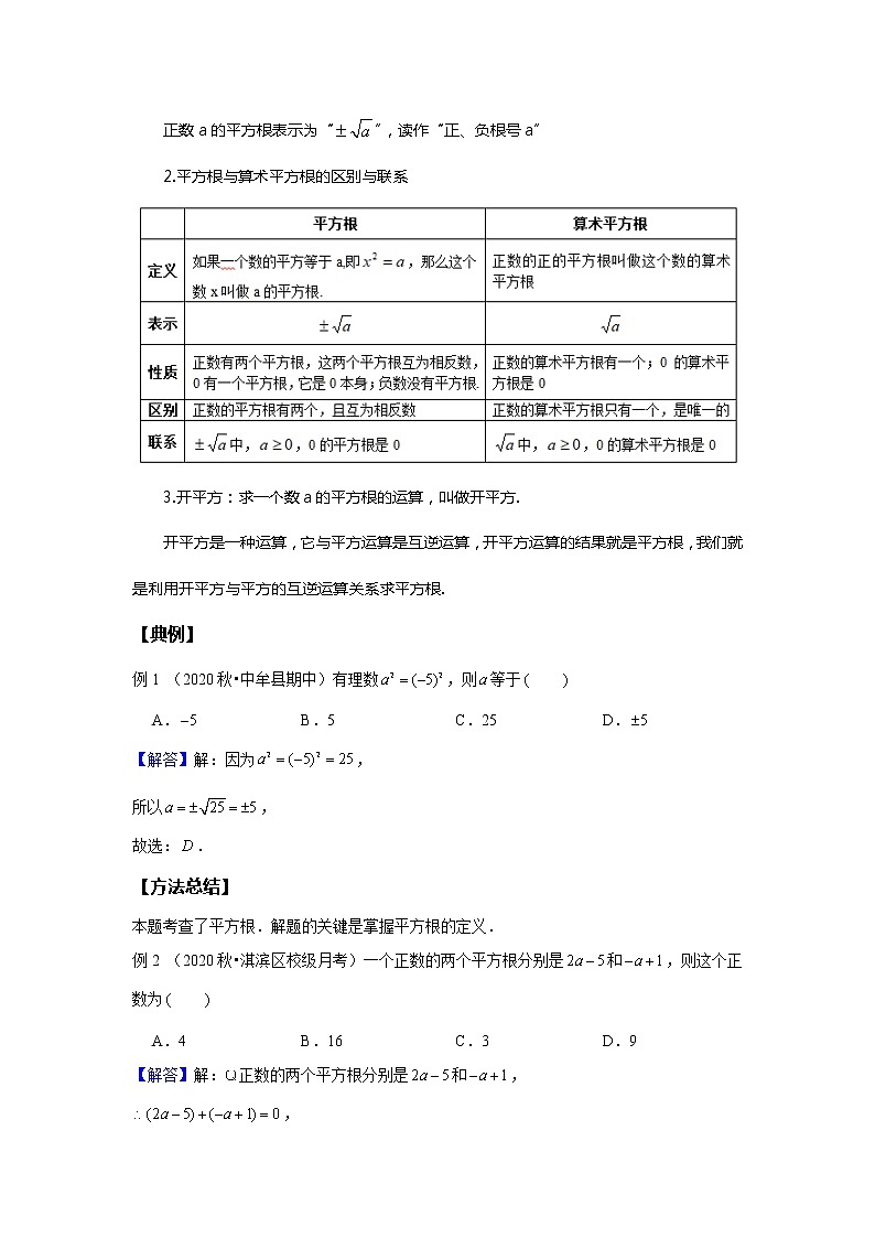 初一数学人教版春季班 第4讲  平方根与立方根--基础班 教案03
