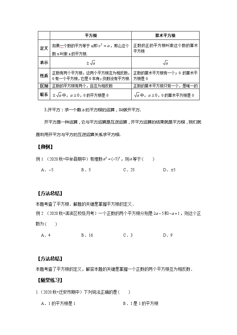 初一数学人教版春季班 第4讲  平方根与立方根--基础班 教案03