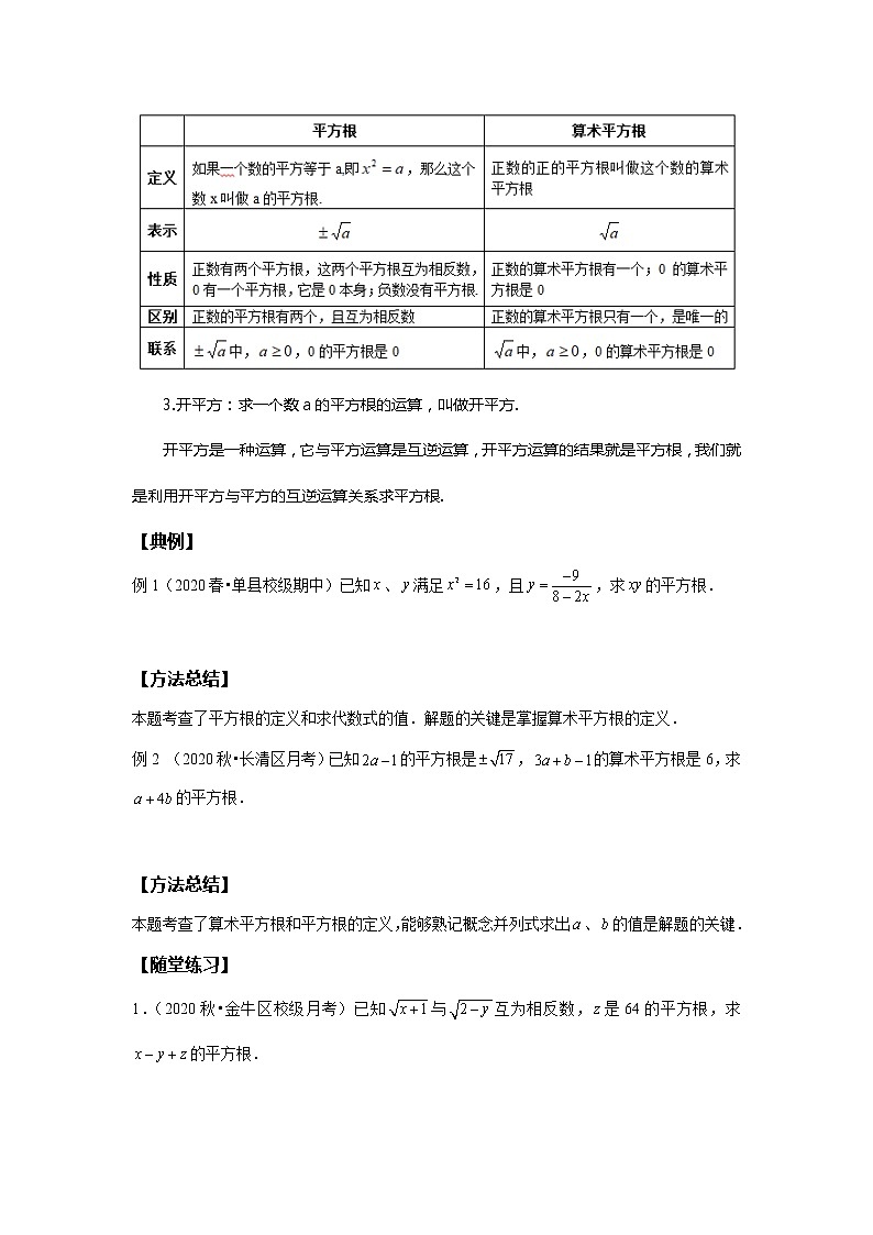 初一数学人教版春季班 第4讲  平方根与立方根--尖子班 教案03