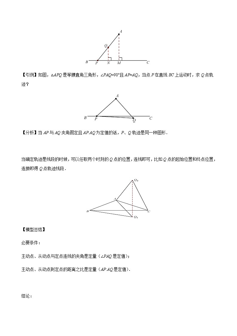 中考经典几何模型与最值问题 专题18 瓜豆原理中动点轨迹直线型最值问题02