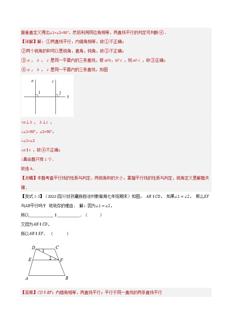 专题7.1 平行线的判定-七年级数学下册举一反三系列（苏科版）03