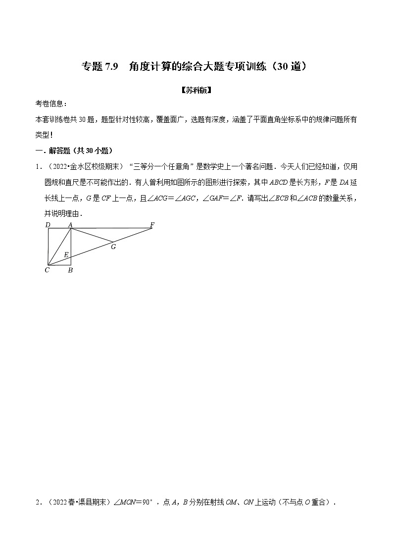 专题7.9 角度计算的综合大题专项训练（30道）-七年级数学下册举一反三系列（苏科版）01
