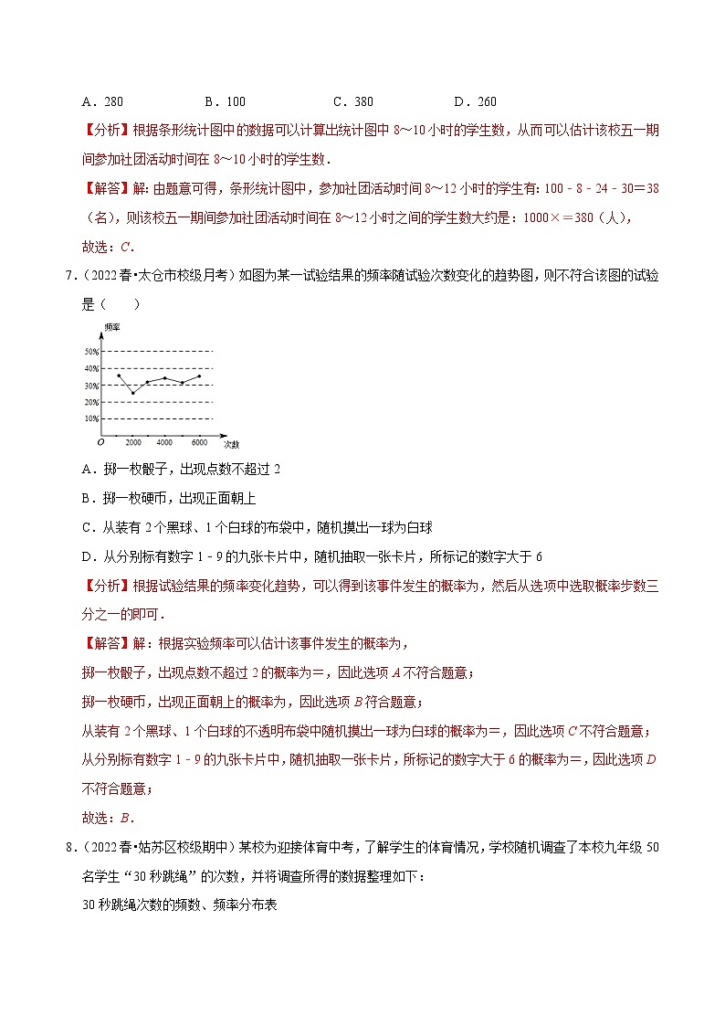 专题7.4 频数分布表和频数分布直方图专项提升训练-八年级数学下册尖子生培优必刷题03
