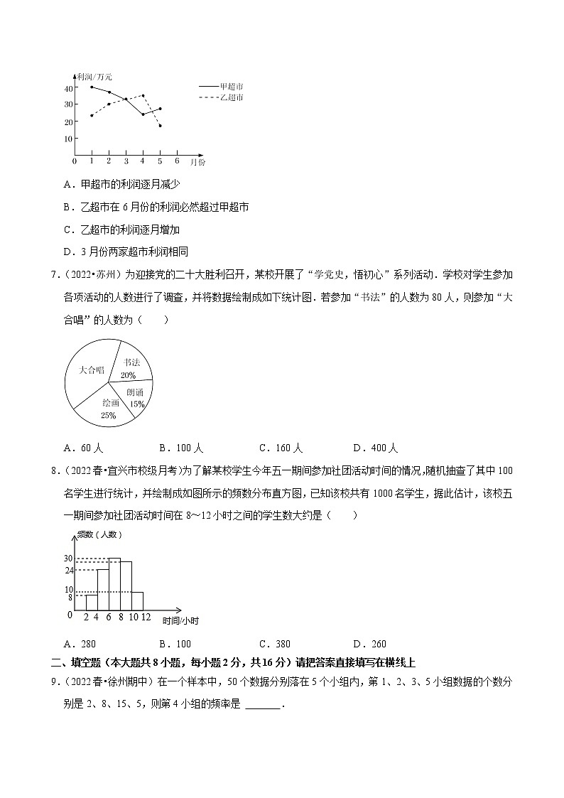 第7章数据的收集、整理与描述单元测试（基础过关卷，八下苏科）-八年级数学下册尖子生培优必刷题02