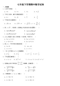 广西壮族自治区崇左市宁明县2023年七年级下学期期中数学试卷【含答案】