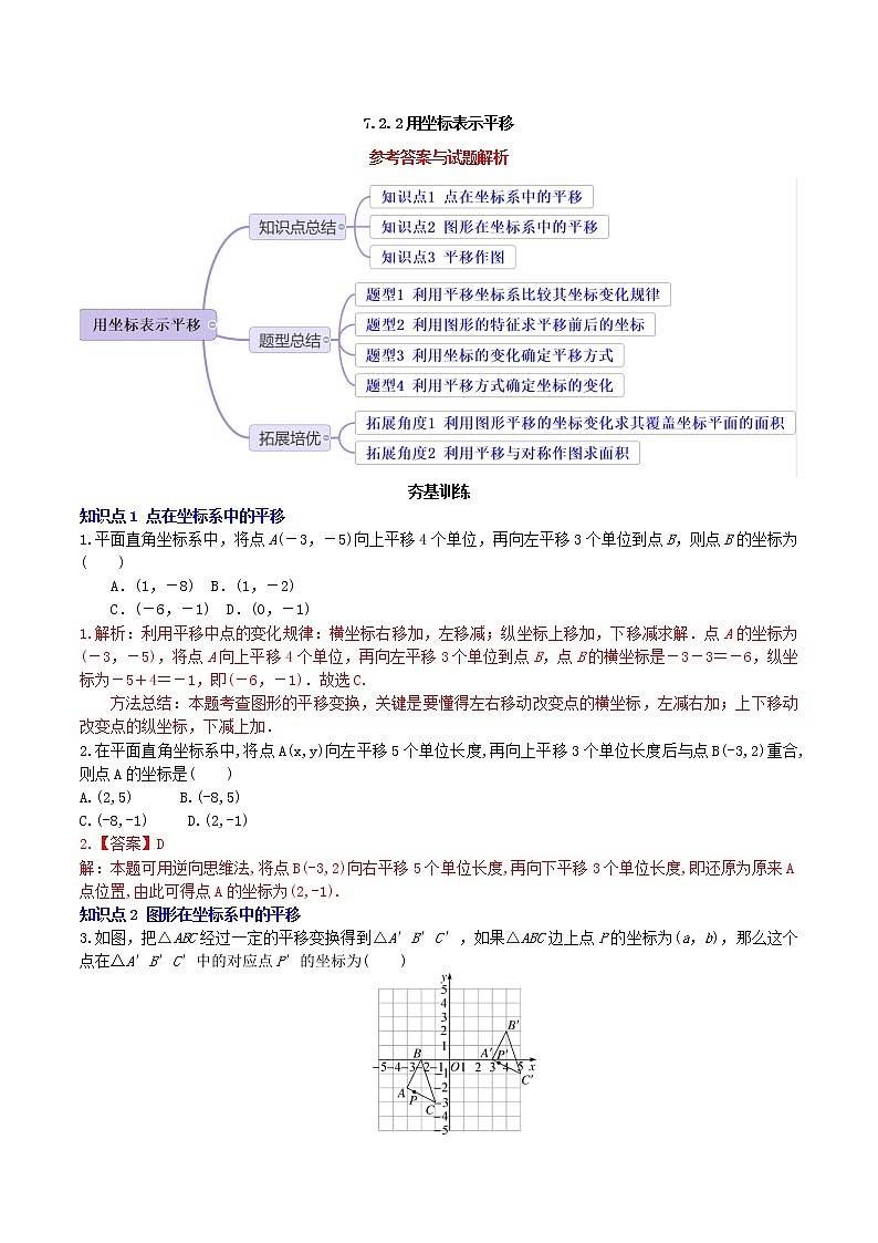 7.2.2用坐标表示平移（教案+课件+作业）-2022-2023学年七年级数学下册同步精品课件（人教版）01