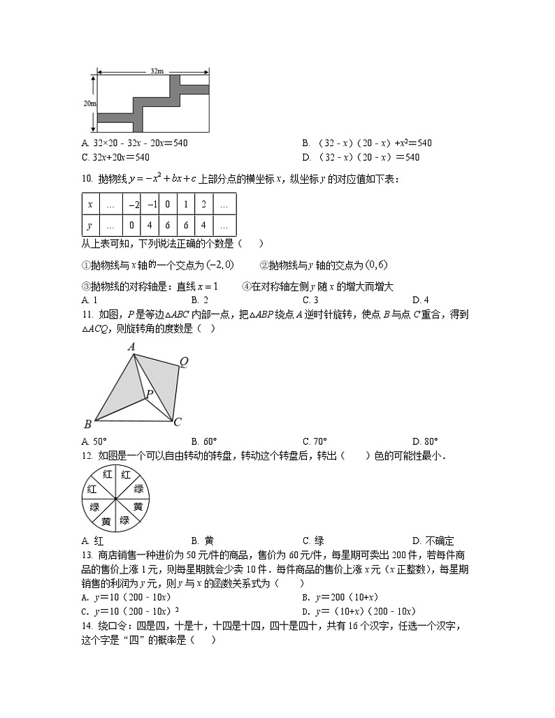 2022-2023学年河北省邯郸市九年级上册数学期末专项突破模拟试卷（含解析）第2页