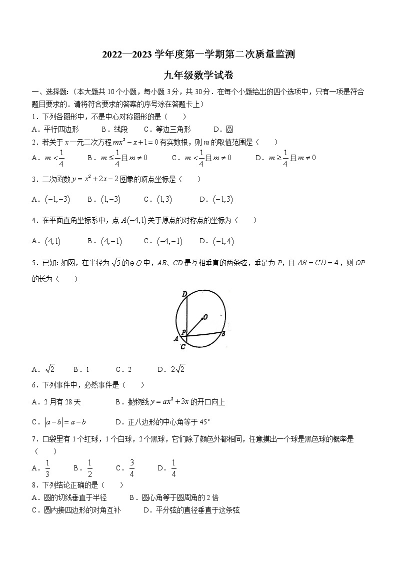 辽宁省葫芦岛市绥中县2022-2023学年九年级上学期期末数学试题（含答案）第1页