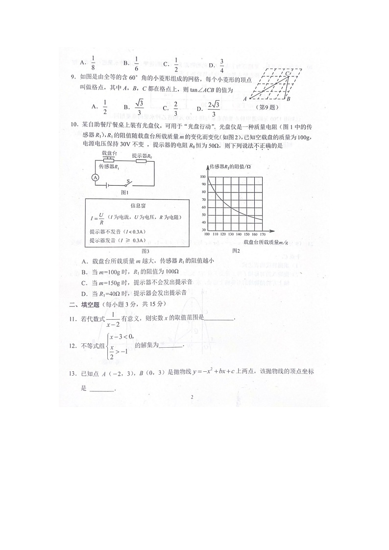 河南省周口市西华县2023年中考一模数学试题第2页