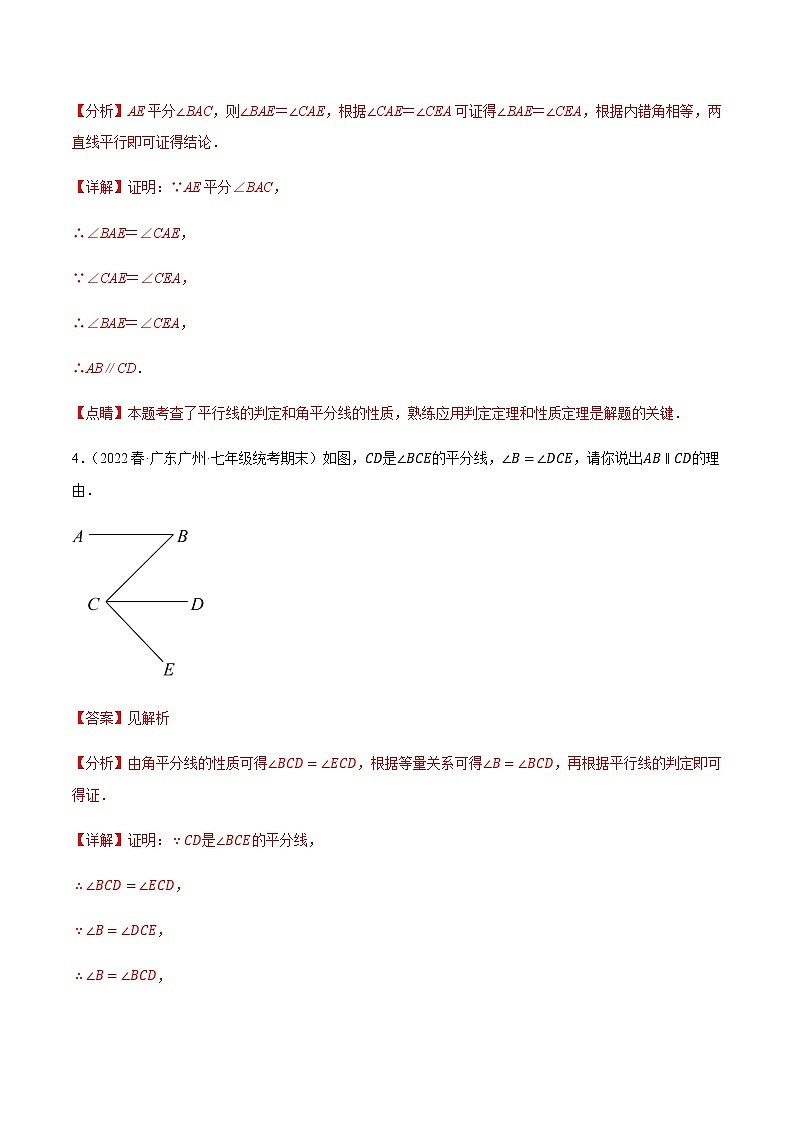 专题2.6平行线的性质与判定大题专练（基础篇，重难点培优）（解析版）第3页